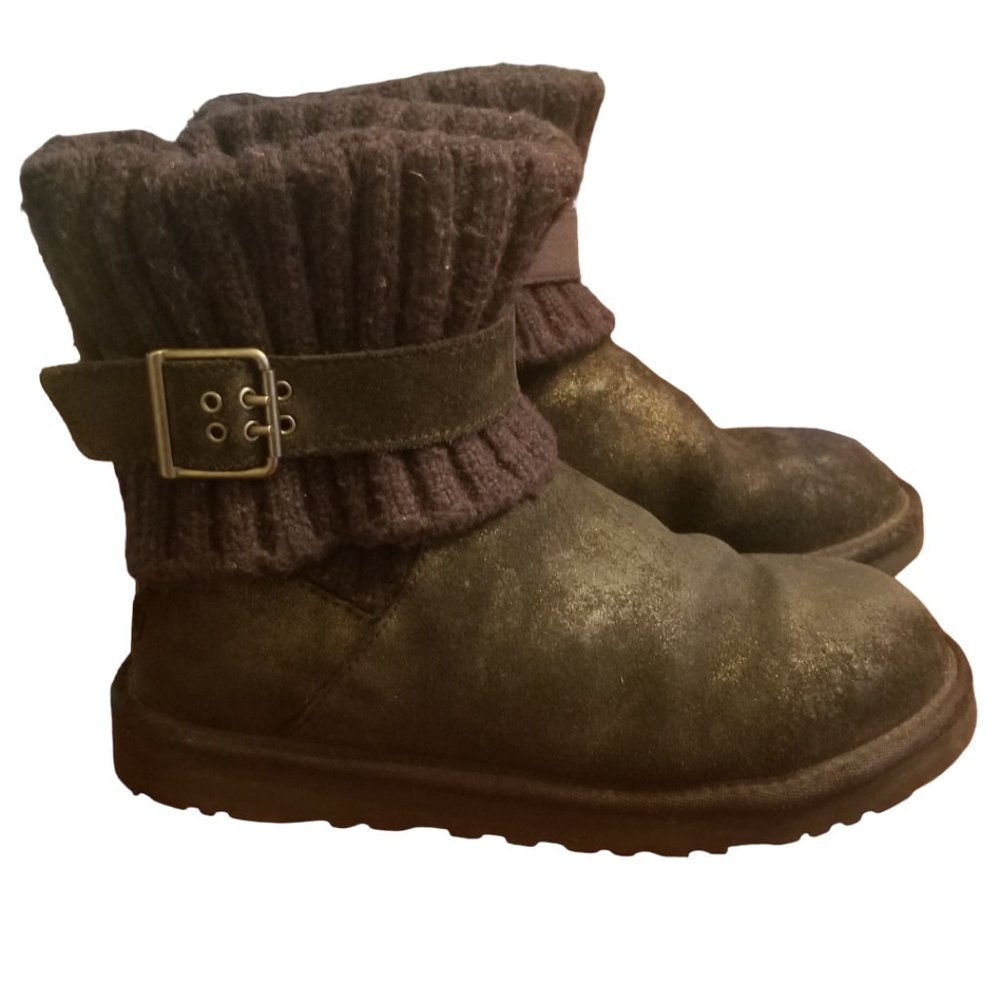 UGG Australia | Cambridge | Leather Boot Black Metallic Gold | Women | Size: 7